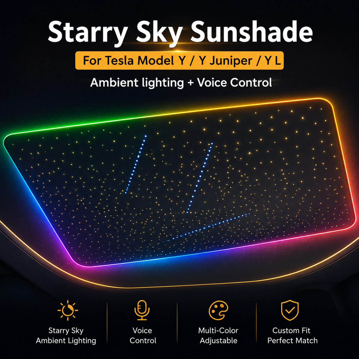 Tesla Model Y Voice-Controlled Electric Starry Roof Sunshade